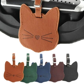 ป้ายป้ายกระเป๋ากระเป๋าเดินทาง PU ที่ใส่บัตรประจำตัวป้ายกระเป๋าเดินทางแบบพกพาป้ายติดกระเป๋ารูปสัตว์แมวน่ารักคุณภาพสูง