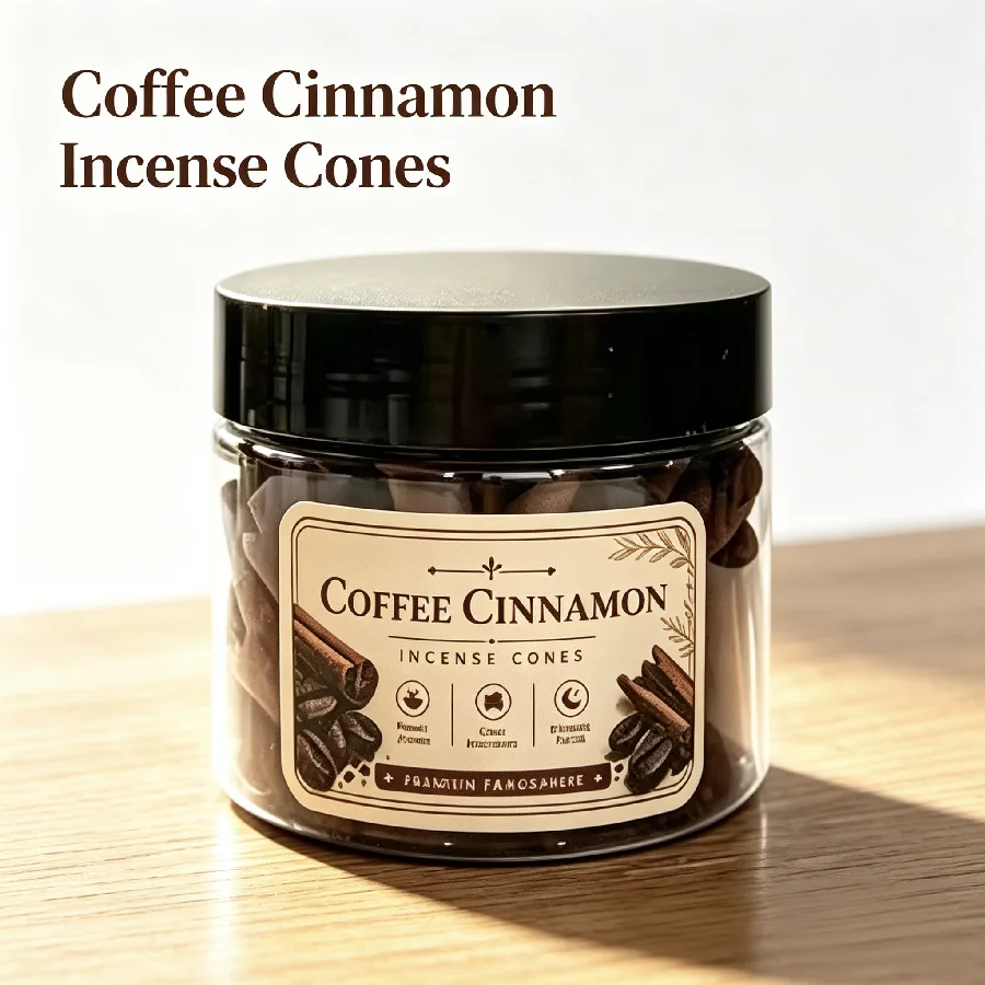 Conos de incienso con aroma natural a café y canela, ideales para decorar el hogar, el dormitorio o la sala de estar, y como regalo perfumado.