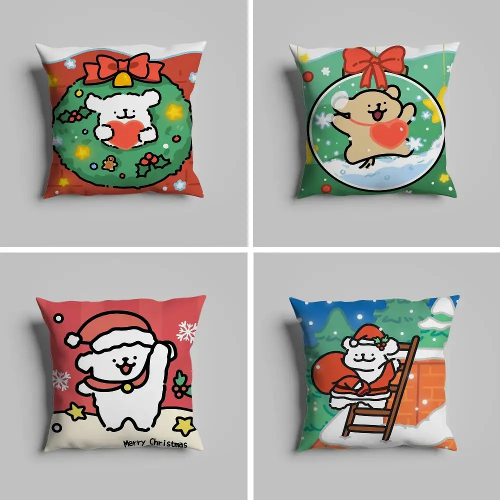 

Winter Christmas Line Puppy Pillow Case For Car Pillows 60x60 Cushions Luxury Double Sided Cover Home And Decoration Sofa 30x30