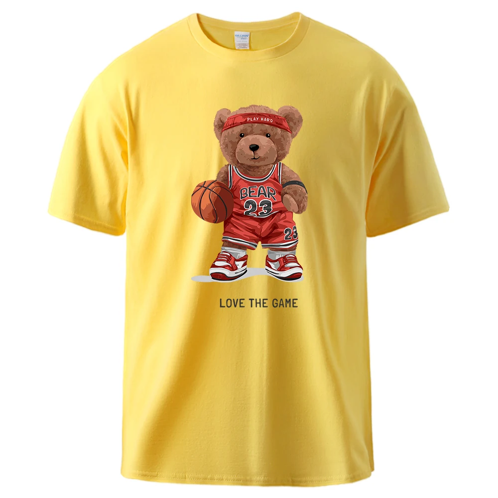 Teddy Bear 23 Love The Game Play Basketball Cotton Tee Top Vintage Street Tee Shirt Niche Harajuku Tshirt Aesthetic Soft Tshirts