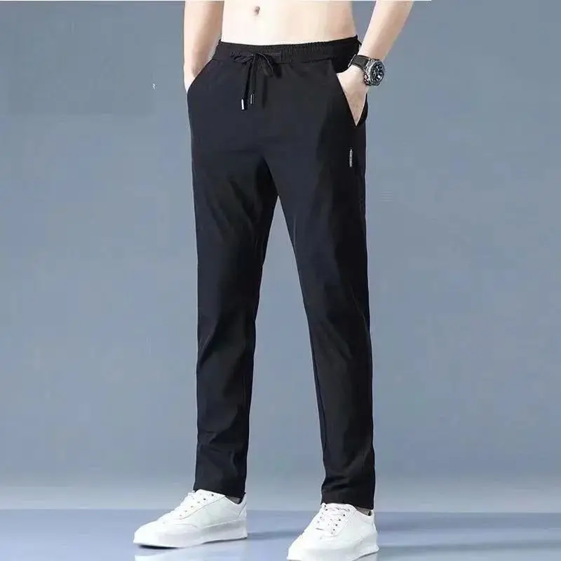 

2024 Korean Version Ice Silk Thin Breathable Casual Pants Long Youthful Sle Faionable Summer Mens Trousers