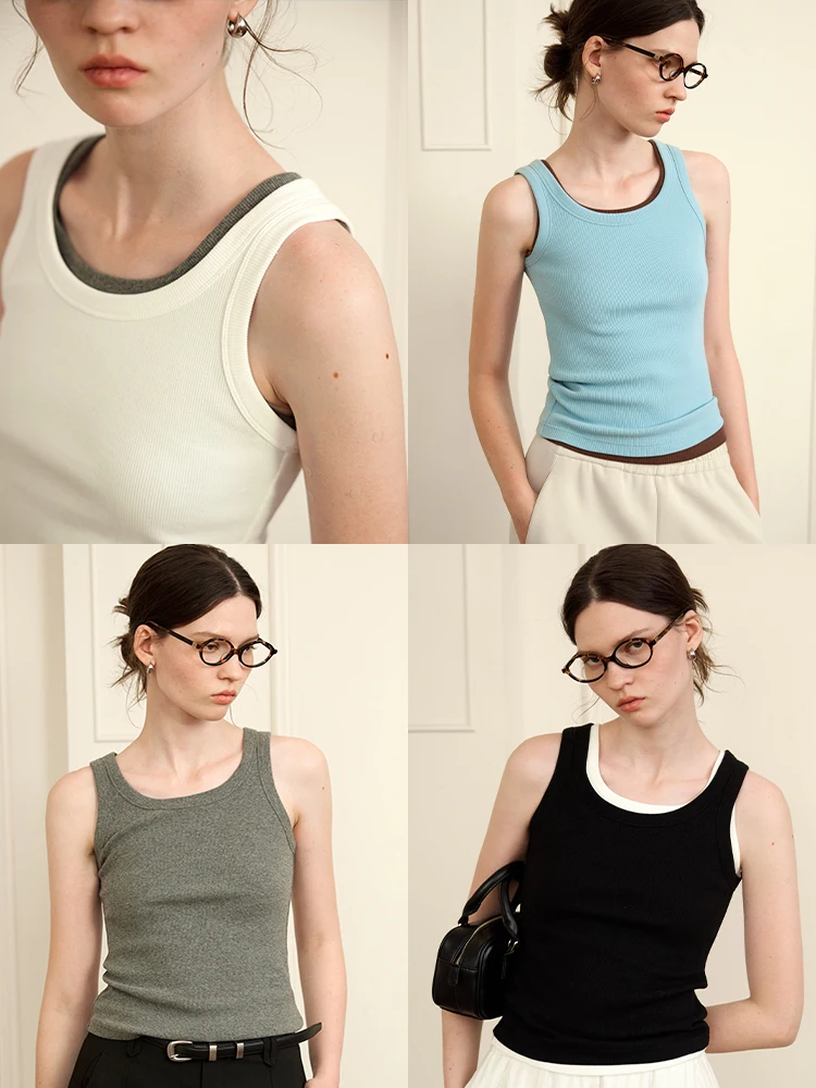 

FreMoi Emotion Color Ptte a U-Ne Vest Wide oulder Strap Tead Cotton Blend Women's Inner Wear Casual Sle