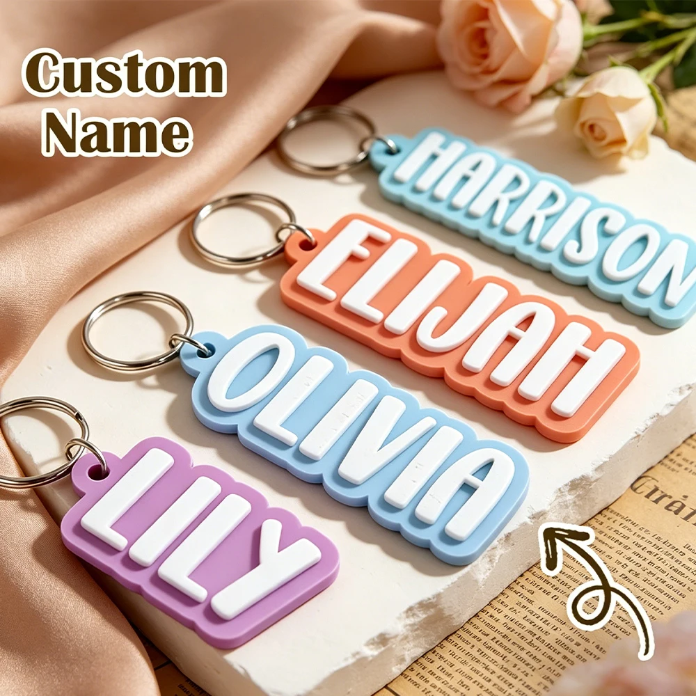 Custom Acrylic Name Letter Keychain Personalized Backpack Tag Car Key Ring Gift For Father & Mother Day Back To School Christmas