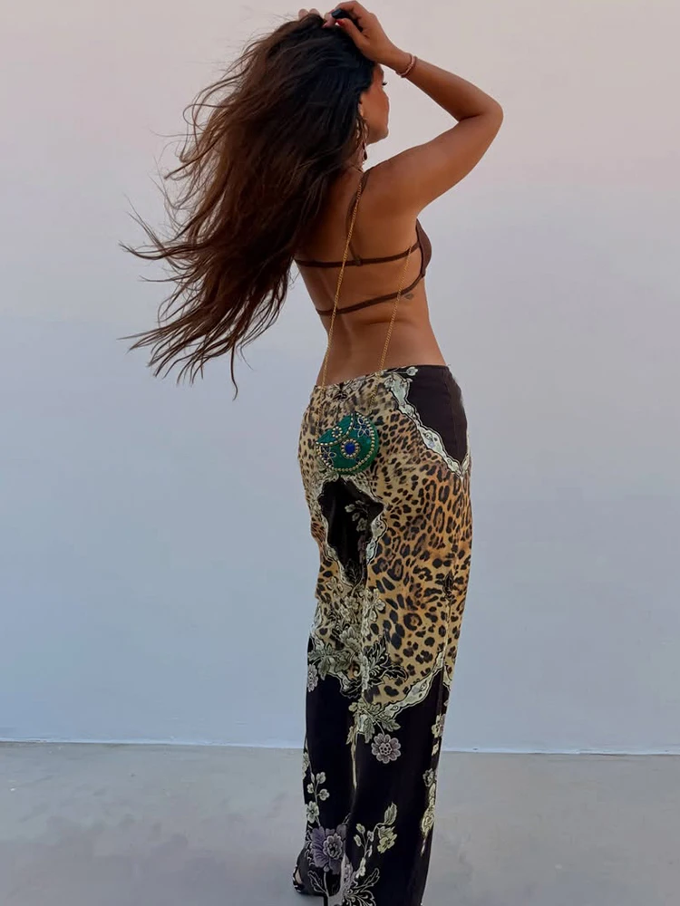 Sisterlinda Blumen-Leopardenmuster-Hose für Damen, angesagter Trend, Kordelzug, für Mitternachtspartys, Streetwear, modisch, für den Herbst, schicke Alltags-Hose – Detail 14
