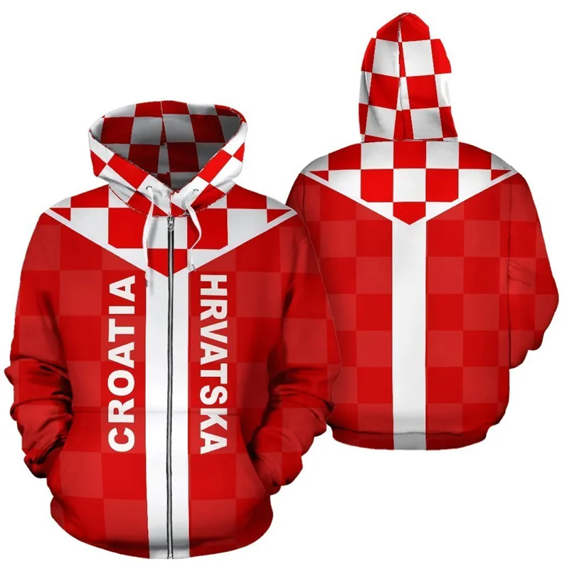 New Croatia Hrvatska Heroe 3d Printed Zip Hoodies Men Oversize Sweatshirts Women Sport Pullover Hooded Y2k Clothes zip up hoodie