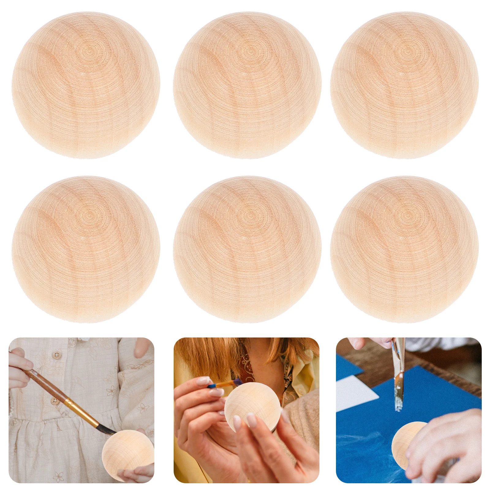 

50Pcs Solid Lotus Wood Beads 2.5cm Diameter Round Shape DIY Wooden Craft Beads for Handmade Jewelry Home Ornament