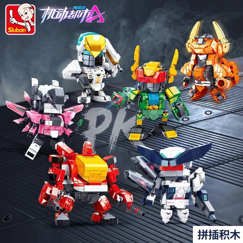 SLuban 1007 Mobile City Mech Alpha Andromeda Suzaku Arthur Regang Brickheadz Building Block DIY Educational Bricks Toys Gifts