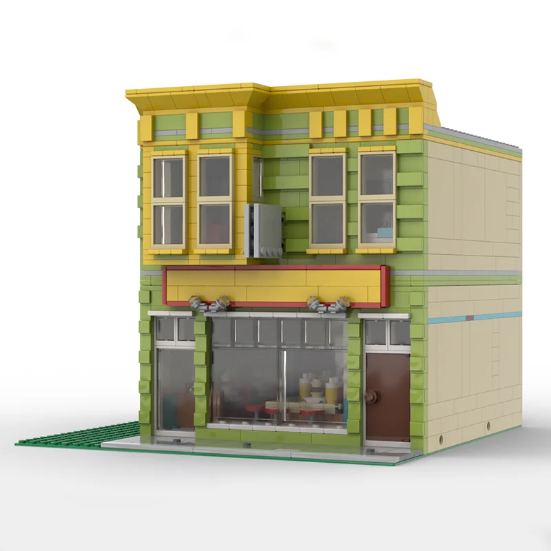 1669pcs MOC Bob Burgers Modular Architecture Street Scene Model Building Blocks Module Diorama Figure Ship Robot City Toy Gift