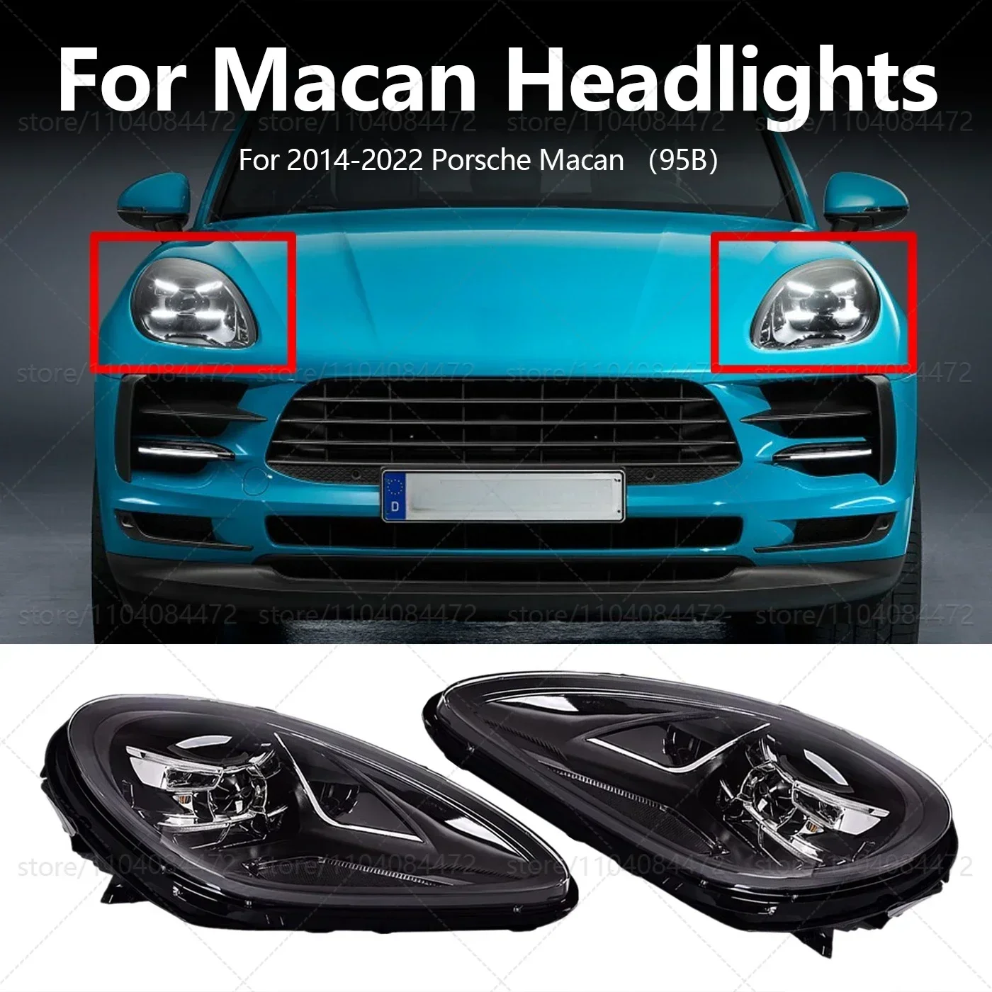 For 2014-2022 P-orsche Macan （95B） LED Headlights Plug and Play Matrix Style Headlight Modification Upgrade Car Accessories