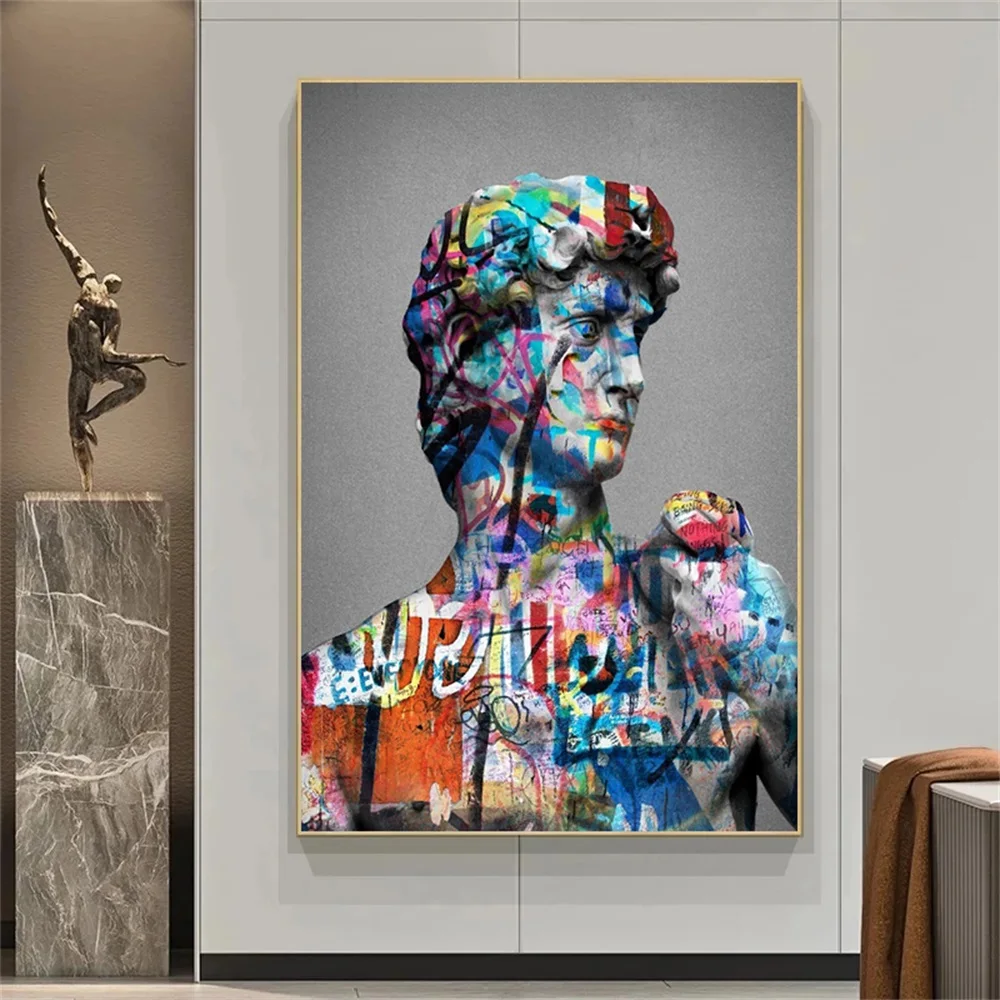 

Graffiti Art Of David Canvas Art Painting on the Wall Art Posters and Prints Street Art David Sculpture Pictures For Living Room