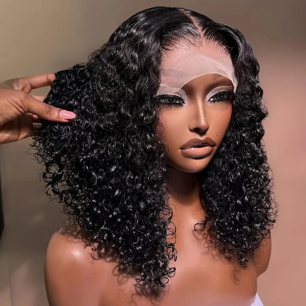 Короткие кудрявые вьющиеся волосы, бесклеевые парики, 100% человеческие волосы, 13 × 4/13 × 6 HD, прозрачный кружевной фронтальный парик, 8-14 дюймов, плотность 250/350 для женщин