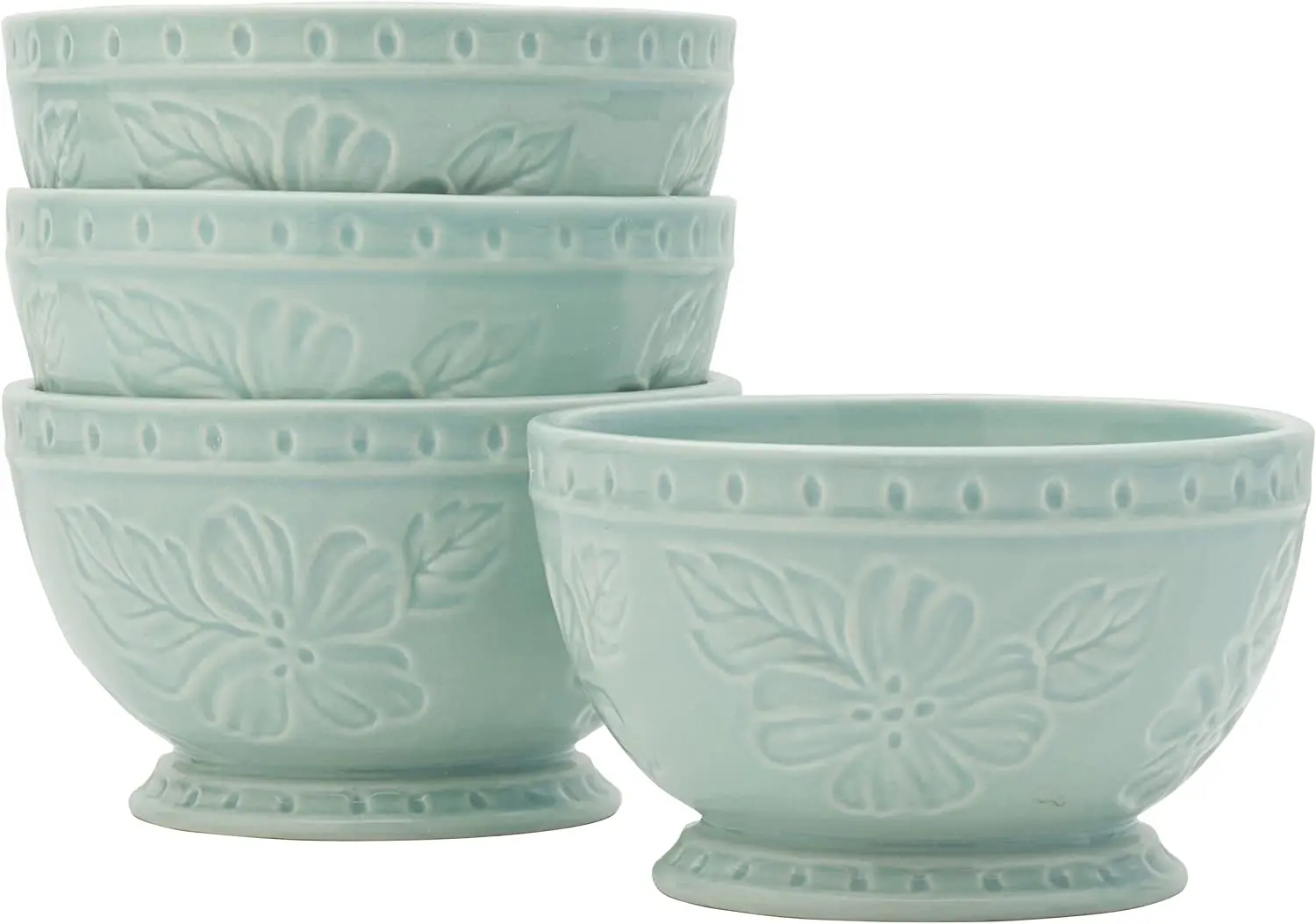 

English Garden 20 oz Mint Stoneware Tableware Bowl Set of 4