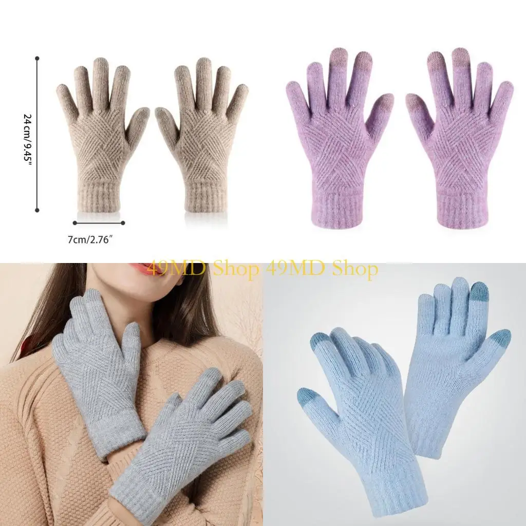 

49MD вязаные толстые теплые мужские перчатки, зимние однотонные варежки с рисунком аргайл, перчатки из акрилового волокна с для