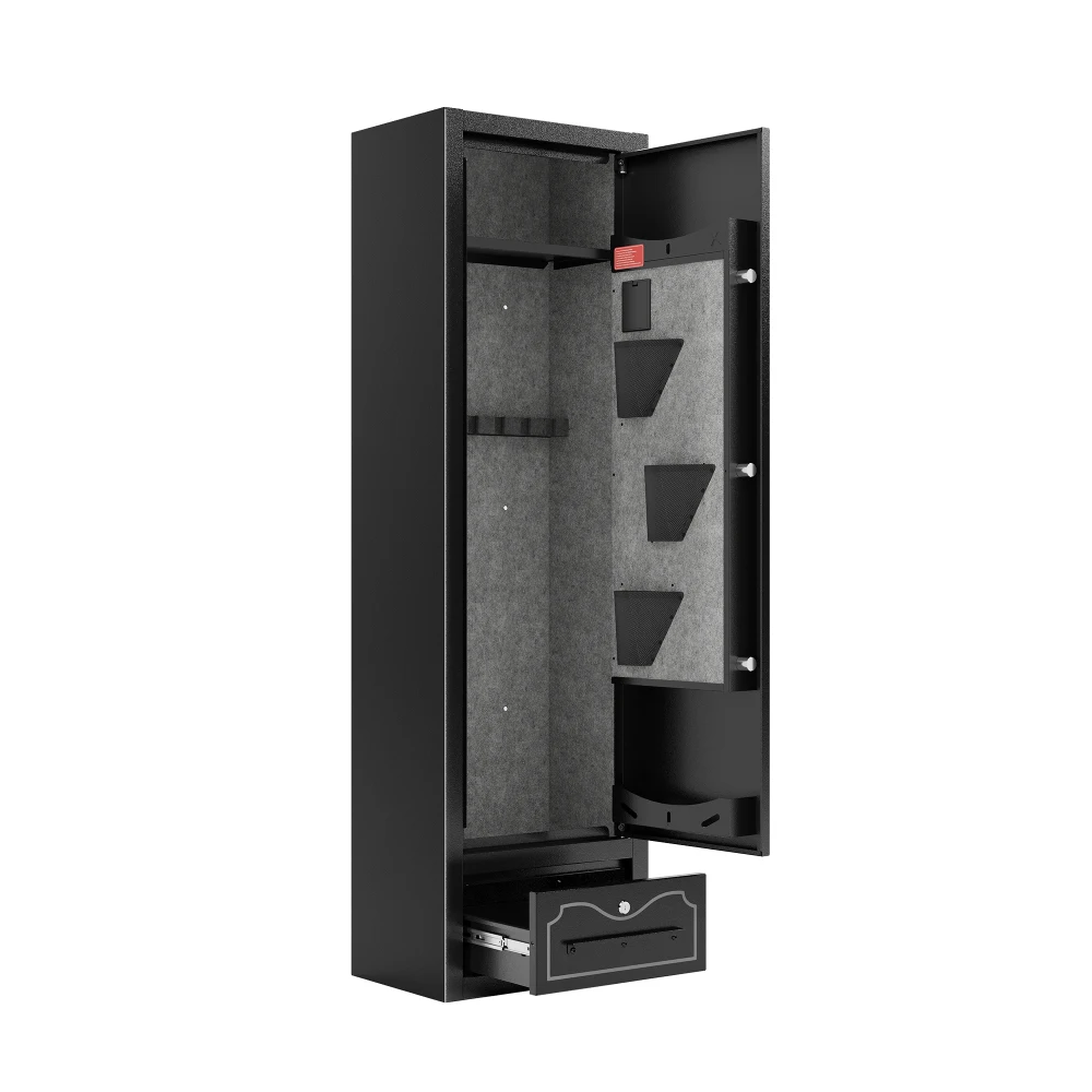 8-Gun Rifle Safe: Holds Rifles/Pistols/Shotguns, Digital Lock, Removable Shelf, Scoped Rack & Drawer