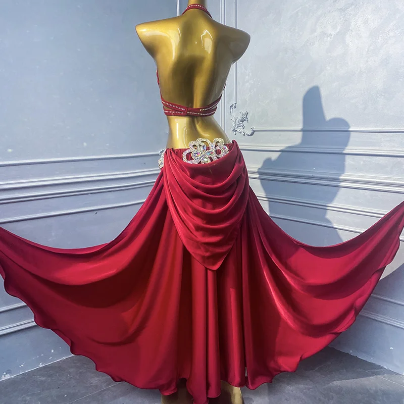 Strój do tańca brzucha, seksowny kostium sceniczny, luksusowy zestaw z dżetami, profesjonalny strój konkursowy do tańca orientalnego dla dorosłych.