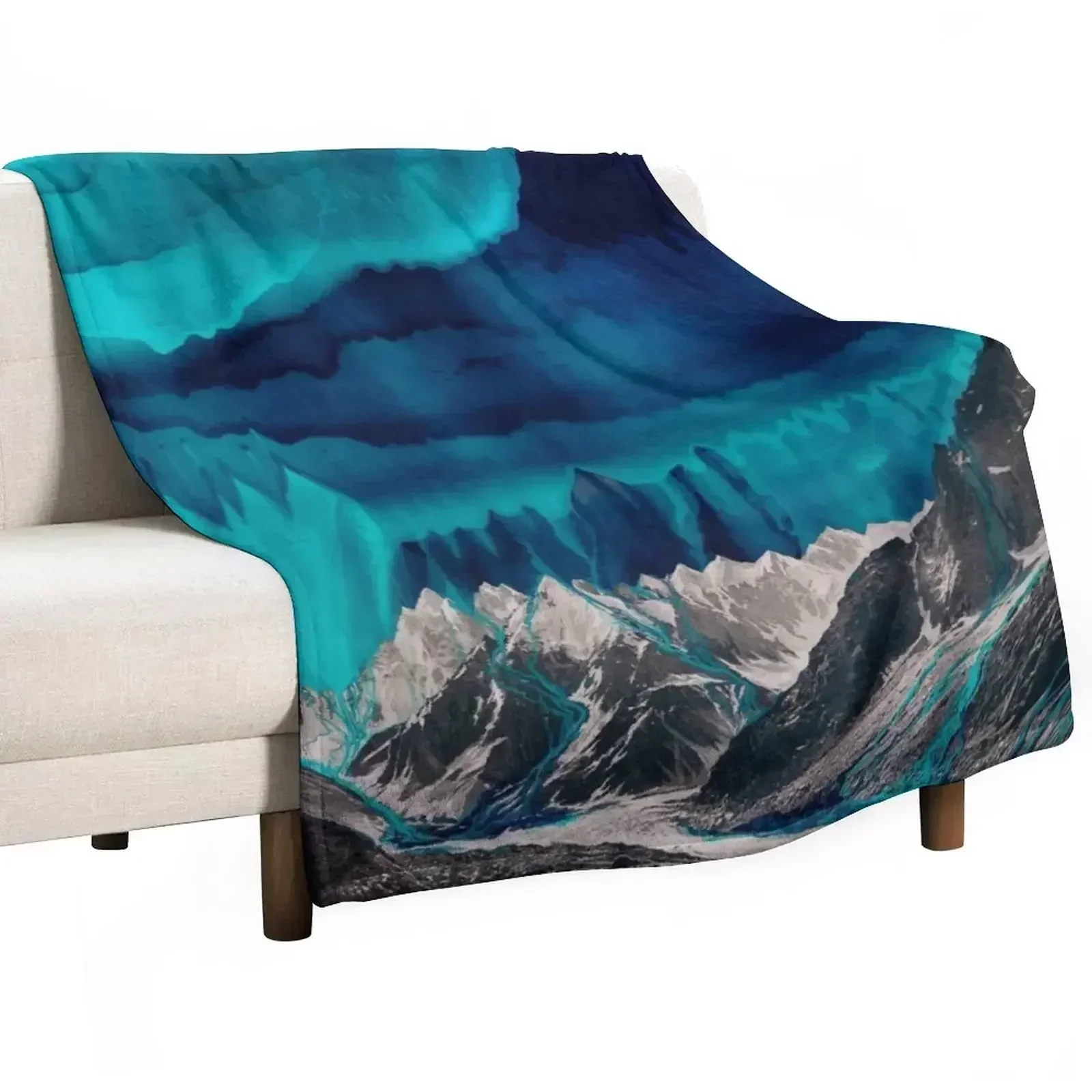 Skyfall, Melting Blue Mountain Clouds Throw Blanket Heavy christmas decoration Softest Blankets