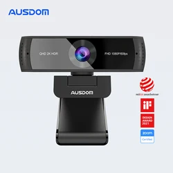 AUSDOM AW651 QHD 2K HDR 30FPS kamera internetowa autofokus 1080P 60FPS kamera internetowa z mikrofonami z redukcją szumów i bezpłatną osłoną prywatności na żywo