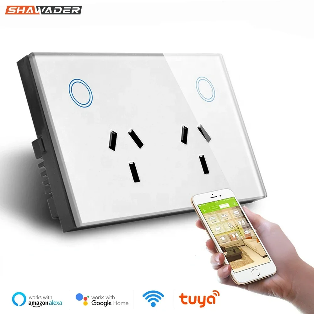 WIFI Tuya Smart Wall Socket SAA AU Electrical Plug Outlet 10A Power Touch Switch Wireless Remote Contorl by Alexa Google Home