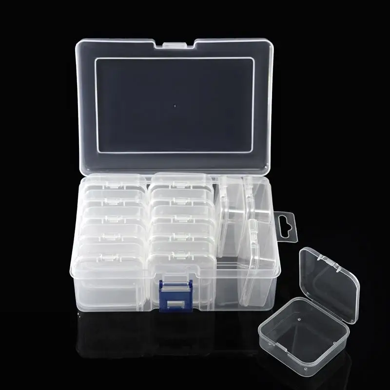 1 Set DIY Pill Seed Beads Jewelry Nail Art Material Organizer Box Transparent Rectangular Plastic Storage Box Jewelry Accessory