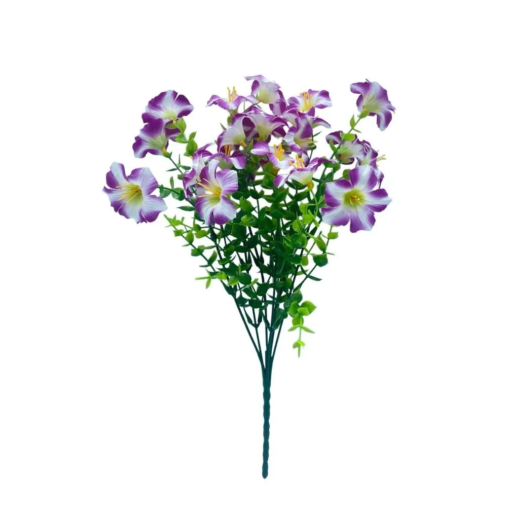 

37CM Artificial Morning Glory Flower Fake Simulation Faux Flower Bouquet Silk UV Protection Artificial Lily Silk Flowers