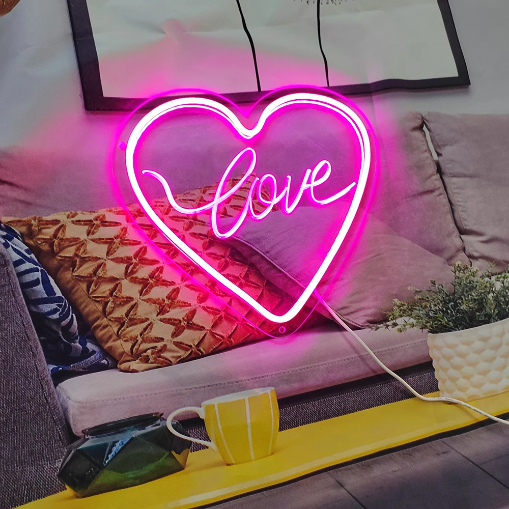 

LOVE LED Neon Light Sign for Party Supplies, Girls Room Decoration Accessory, Table Decoration Home Decor Neon Night Light USB