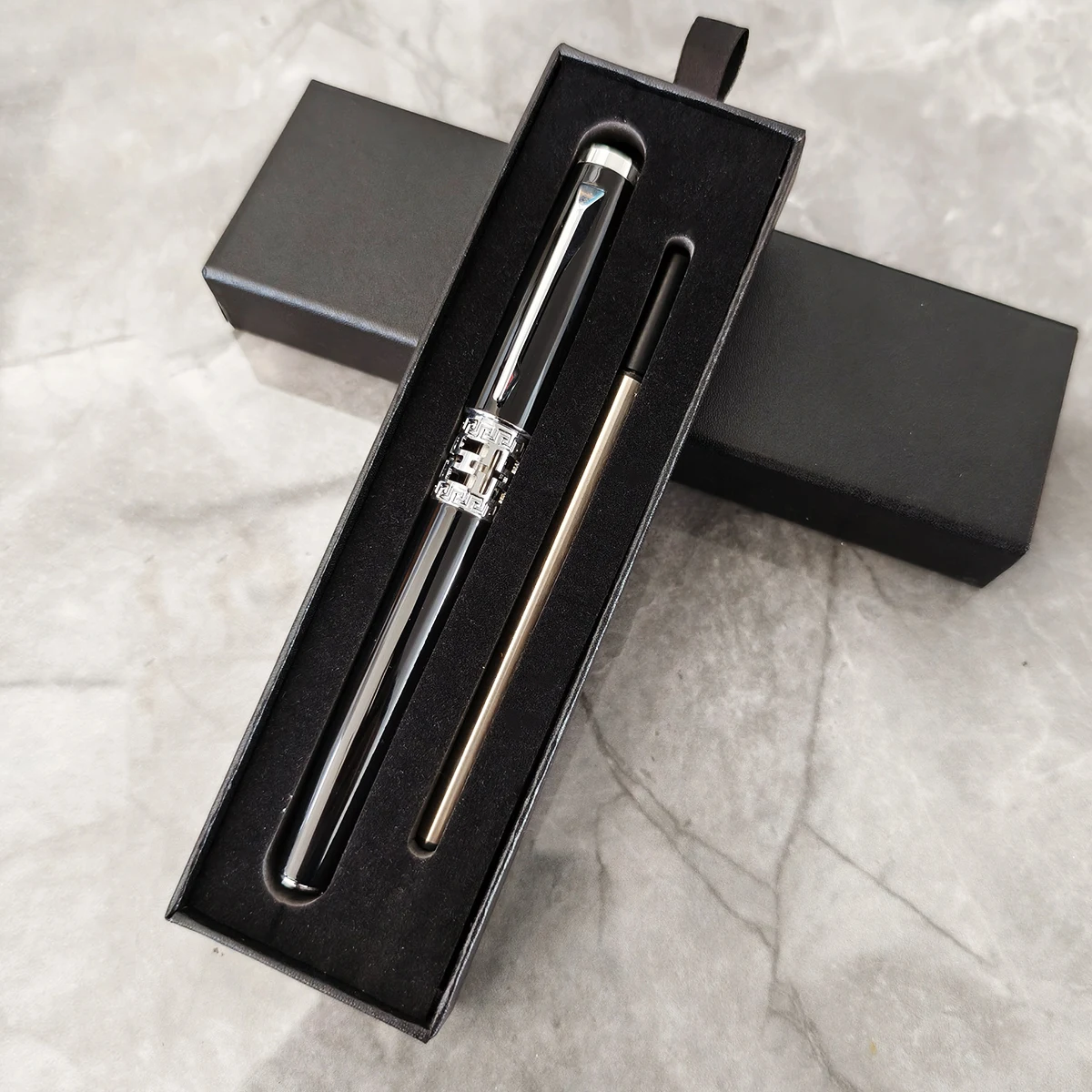 

Luxury Metal Ballpoint Pen Box Set black Roller Pen Office Stationary 0.7mm Business Writing Customized Name Text Logo Gift