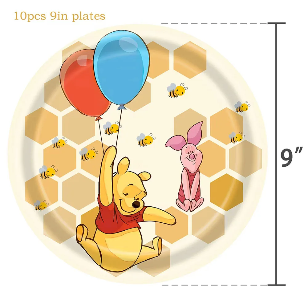 Disney Winnie The Pooh Disposable Tableware Supplies Baby Shower Party Decorations Birthday Party Disposable Cup Plate Supplies