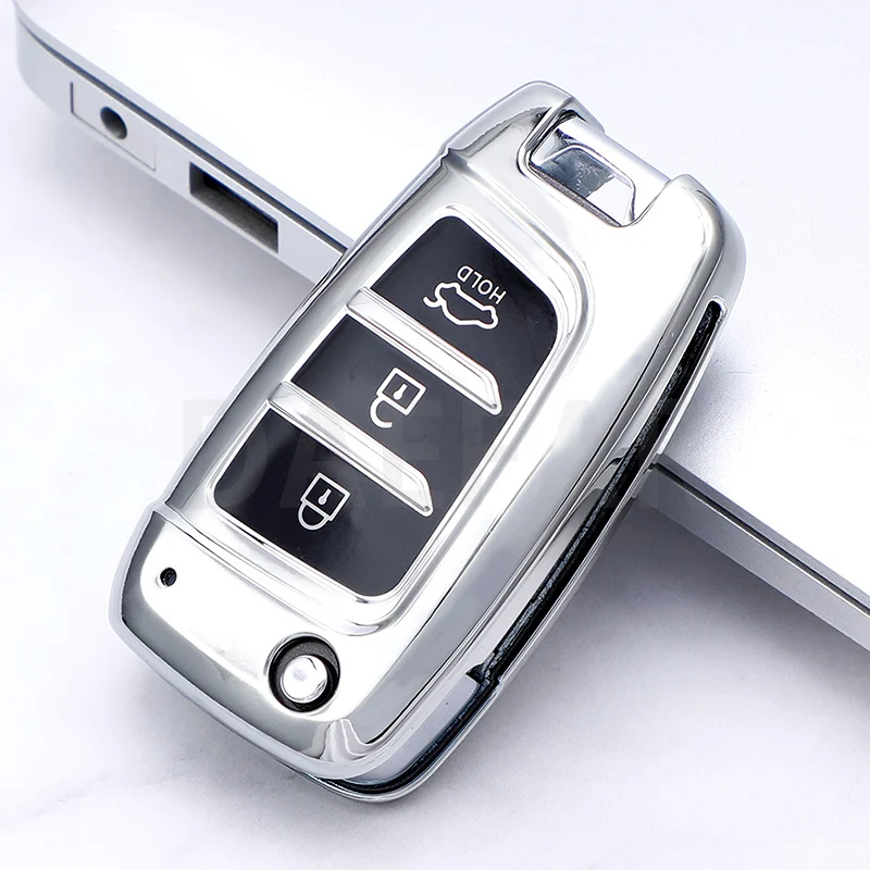 TPU Holder Shell for Hyundai Elantra Solaris Tucson I30 I35 I40 KONA Genesis Santa Fe Azera TPU Car Flip Key Case Cover