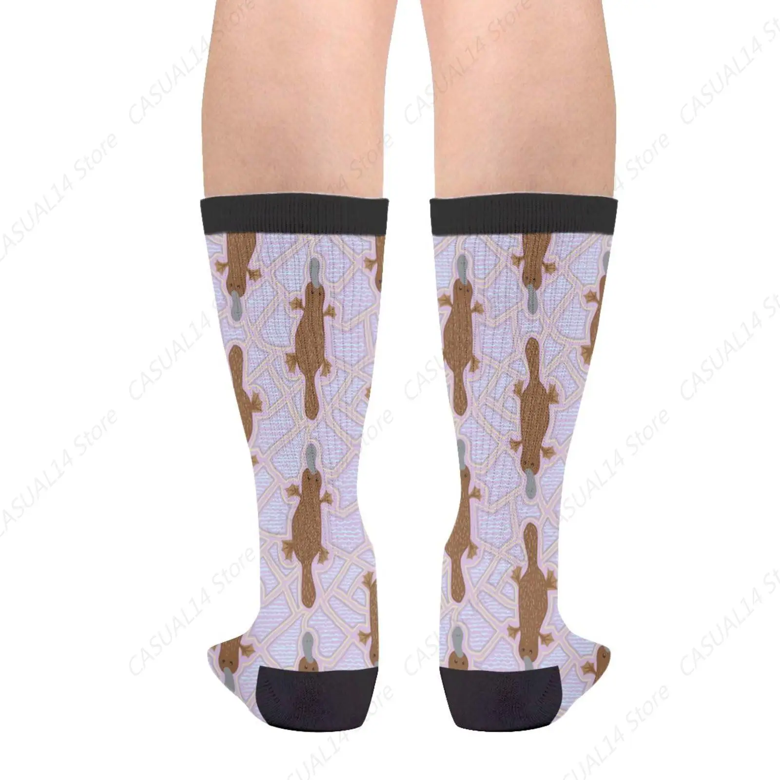 Funny Platypus Brown Animal Novelty Fun Crew Socks Fashion Comfortable Men And Women Crazy Dress Socks