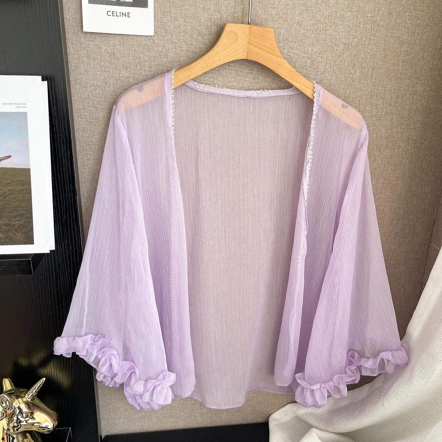 

Лето 2025 г., женская однотонная блузка, повседневное кимоно для пляжного отдыха, рубашка с открытой передней частью, Blusas, модный танцевальный кардиган, накидка, блузка, наряд