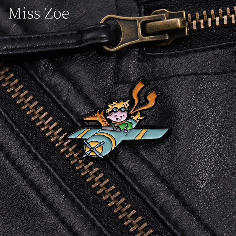 Spaceship Flight Planet Adventure Boy Enamel Pin Classics Warm And Healing Fairy Tale Anime Brooch Lapel Badge Jewelry Gifts
