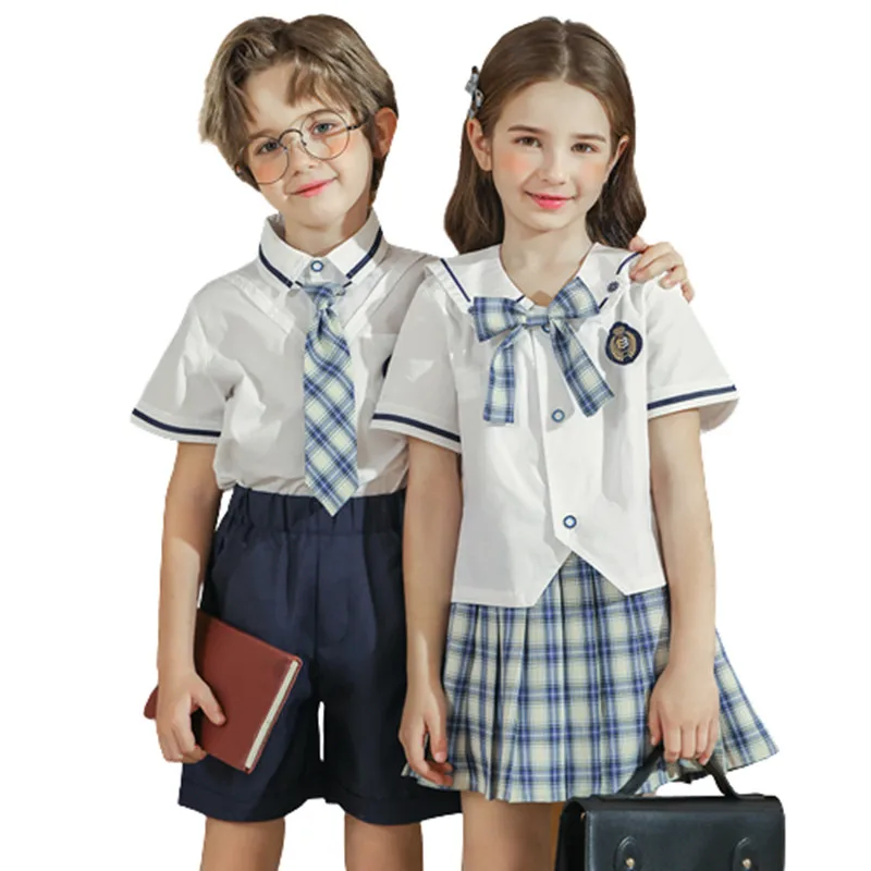 Uniforme scolastica coreana scuola materna 100-175cm abbigliamento estivo British College Style bambini studente primario vestito giapponese