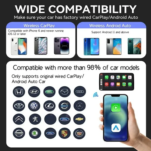 Imagen 2 del producto Mini Dongle inalámbrico Carplay, adaptador portátil Android para coche, conexión estable PlugPlay, amplia compatibilidad, sistemas inteligentes para coche