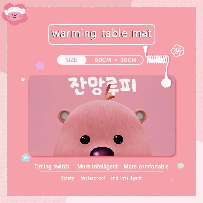 Kawaii Heating Large Mouse Pad Gamer Cartoon Animal Table Cute Ioopy Pattern Waterproof Mat Keyboard Pc Accessories For Girl Kid