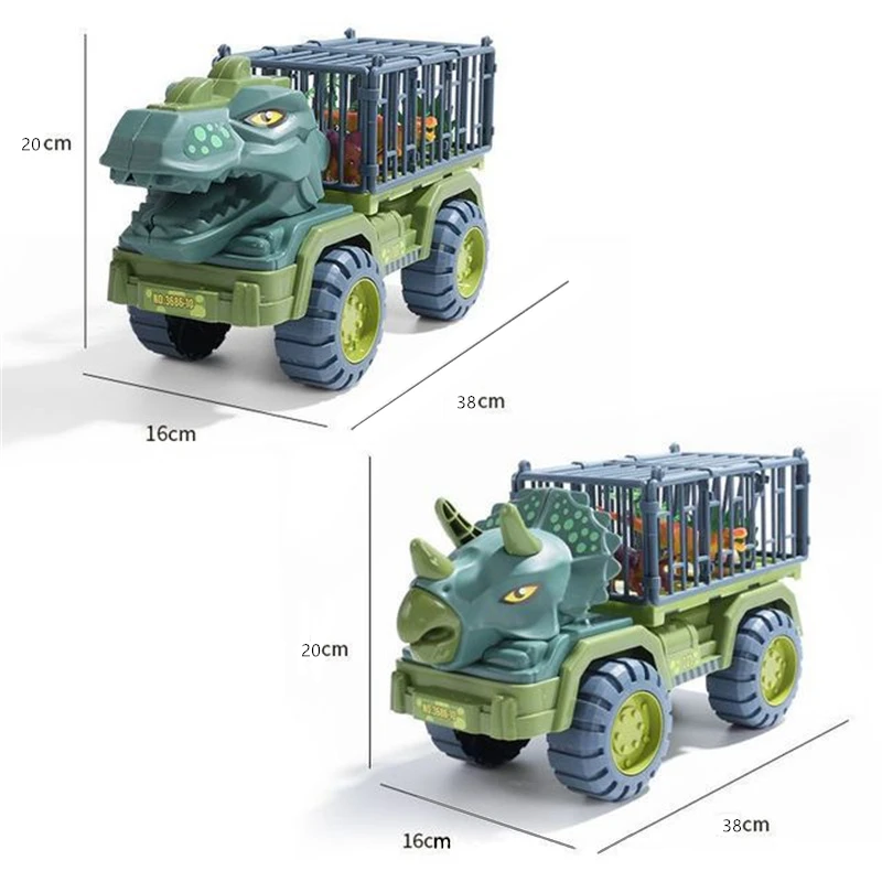 Children Dinosaur Transport Car Toy Oversized Inertial Cars Carrier Truck Toy Pull Back Vehicle with Dinosaur Gift for Kids Boy