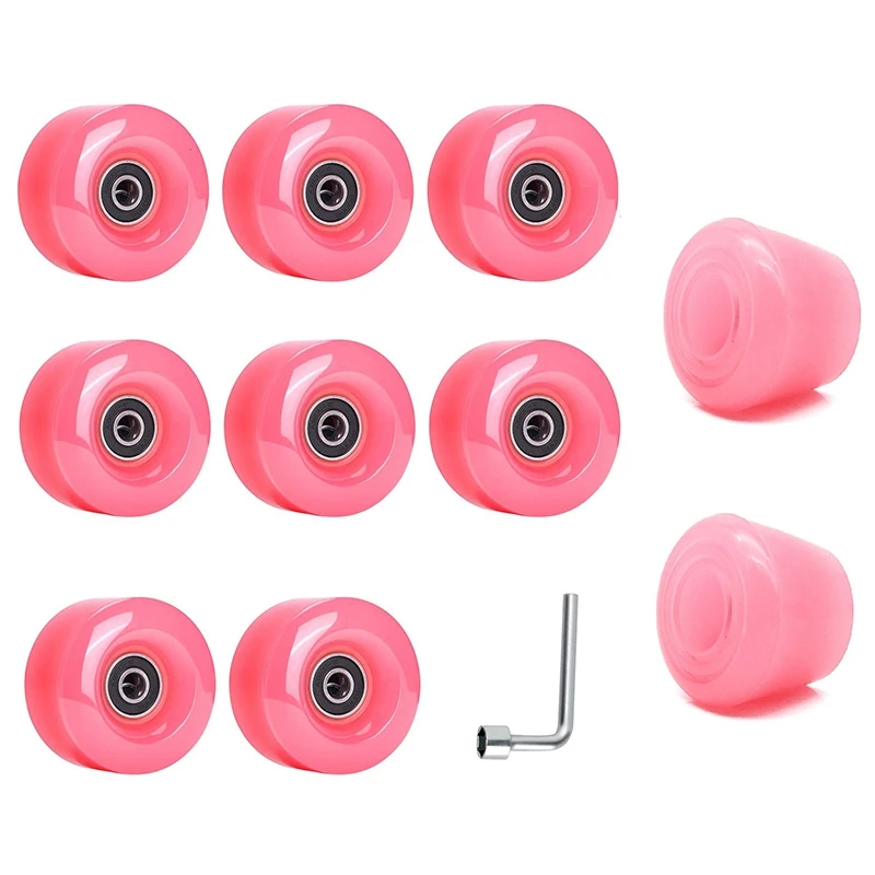 

Roller Skate Wheels with Bearings and Toe Stoppers,for Double Row Skating,Quad Skates and Skateboard,32X58mm 82A,Pink