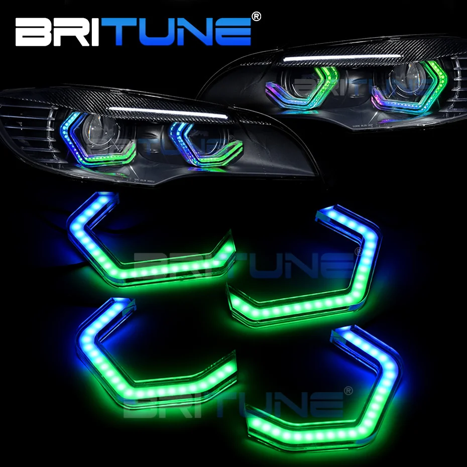 RGB Angel Eyes LED Lights For BMW E90 E91 E60 M4 E61 F34 F32 F10 F30 F31 Bluetooth-compatible Tuning Dynamic Chasing Halo Ring