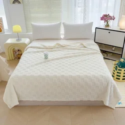 1 Piece Square Flannel Solid Color Checkered Double-sided Velvet Office Blanket Lunch Break Blanket Multifunctional Blanket