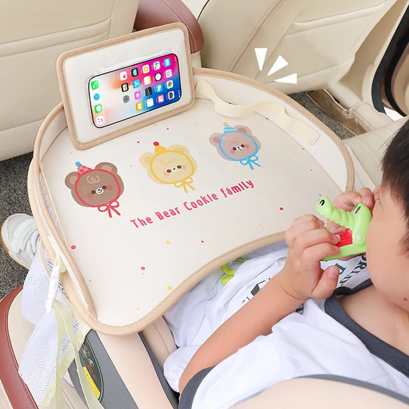 Car Child Safety Seat Tray Cartoon Waterproof Baby Dining Table Multi-Functional Storage Small Table Infant Stroller Accessories