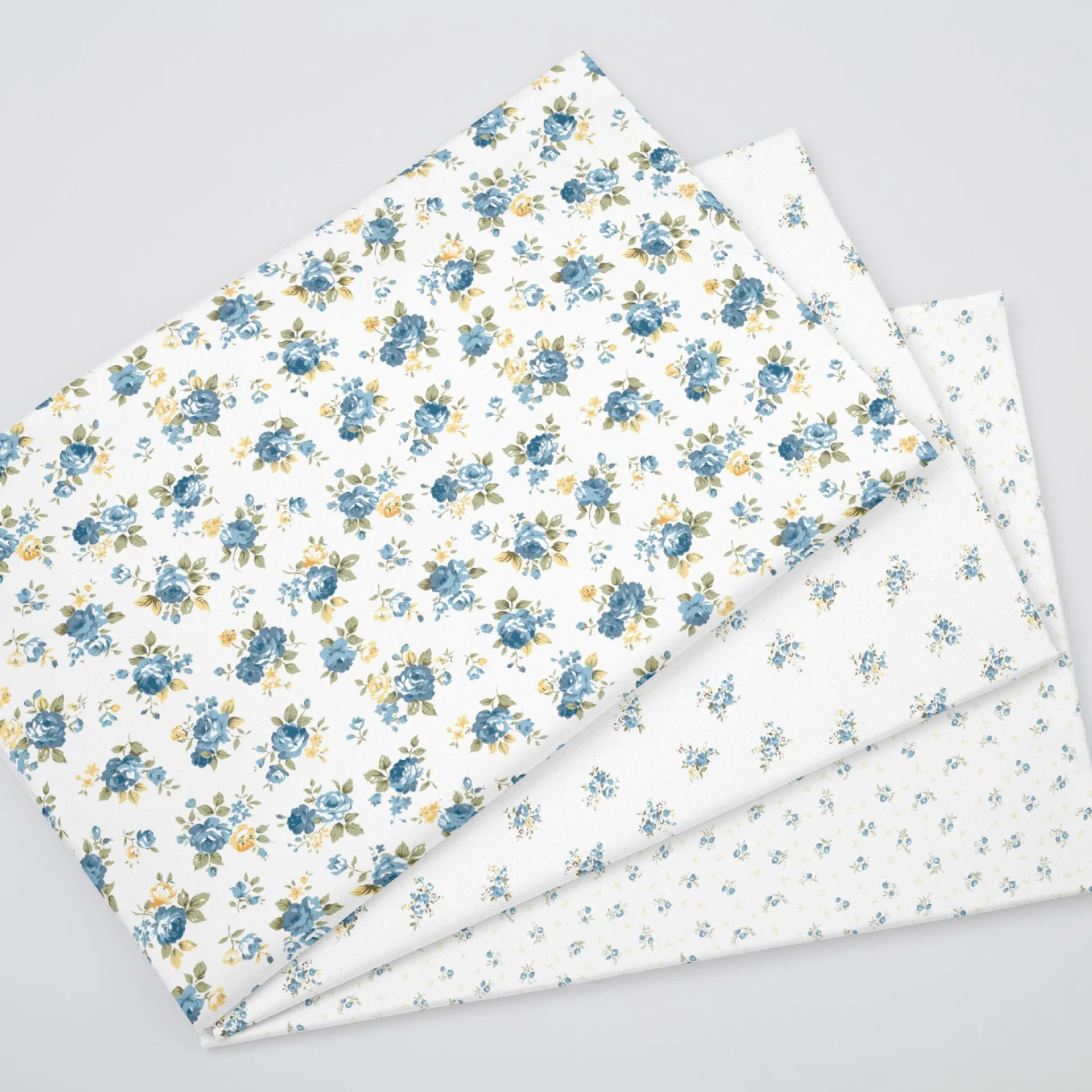 

160x50 см саржевая хлопковая ткань с мультяшным синим цветочным принтом 40S, для мягкой и прочной ткани для шитья одежды