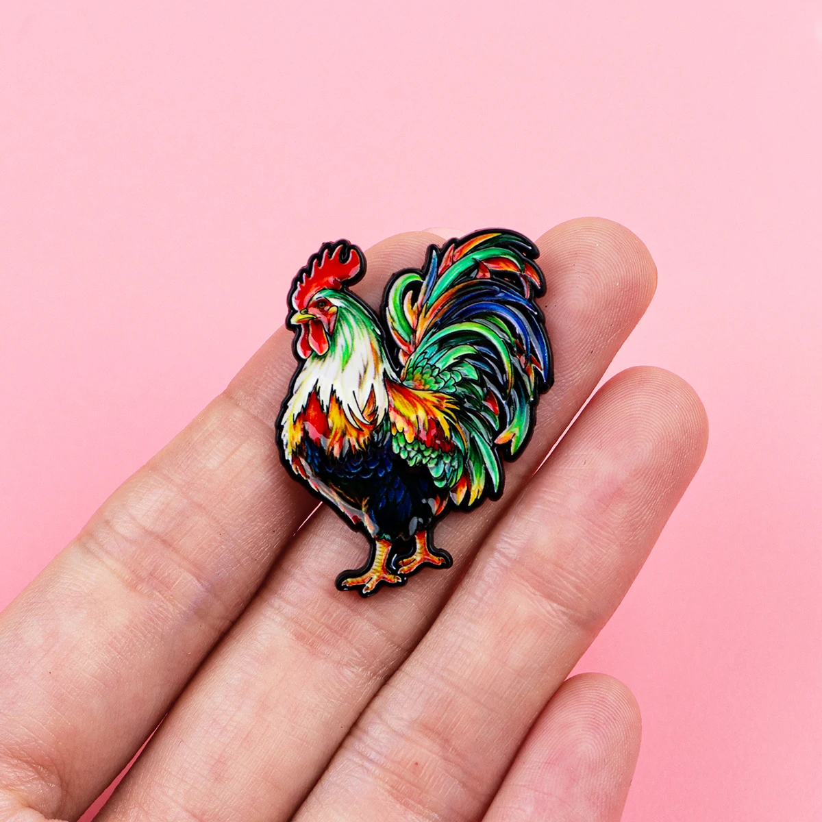 Funny Raccoon Riding Rooster Enamel Pins Colorful Chicken Brooch Cartoon Animal Badge for Denim Jacket Backpack Decor Gift