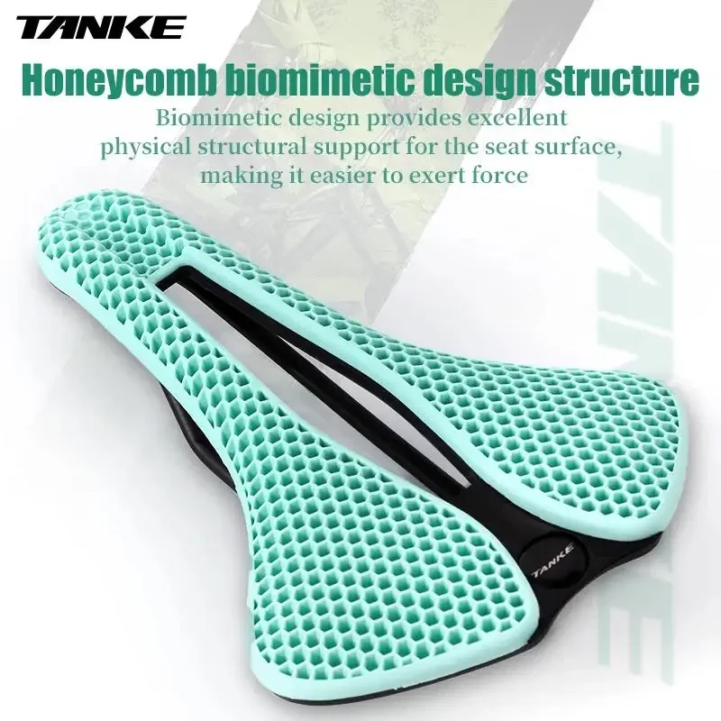 TANKE MTB road bicycle saddle honeycomb breathable,lightweight,durable,wear-resistant,similar 3D printed noctilucent riding seat