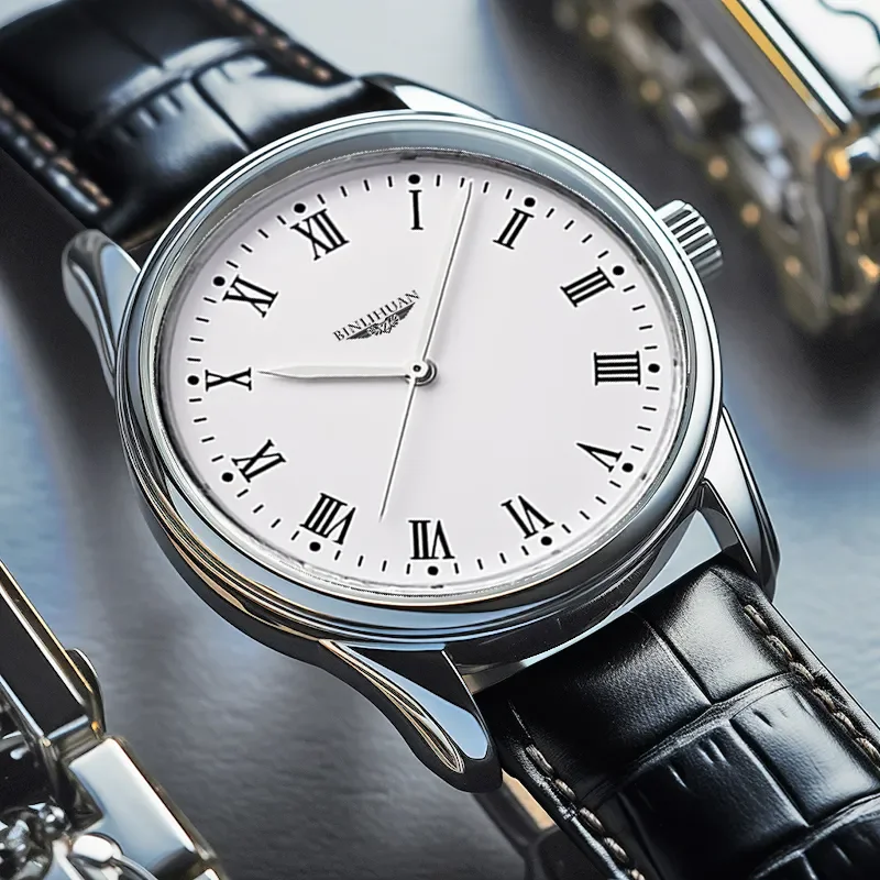 ساعة كوارتز رجال الأعمال الفاخرة الوسيم مع حزام جلدي مقاوم للماء من أفضل العلامات التجارية الجديدة موديل 2025 ساعة يد للرجال