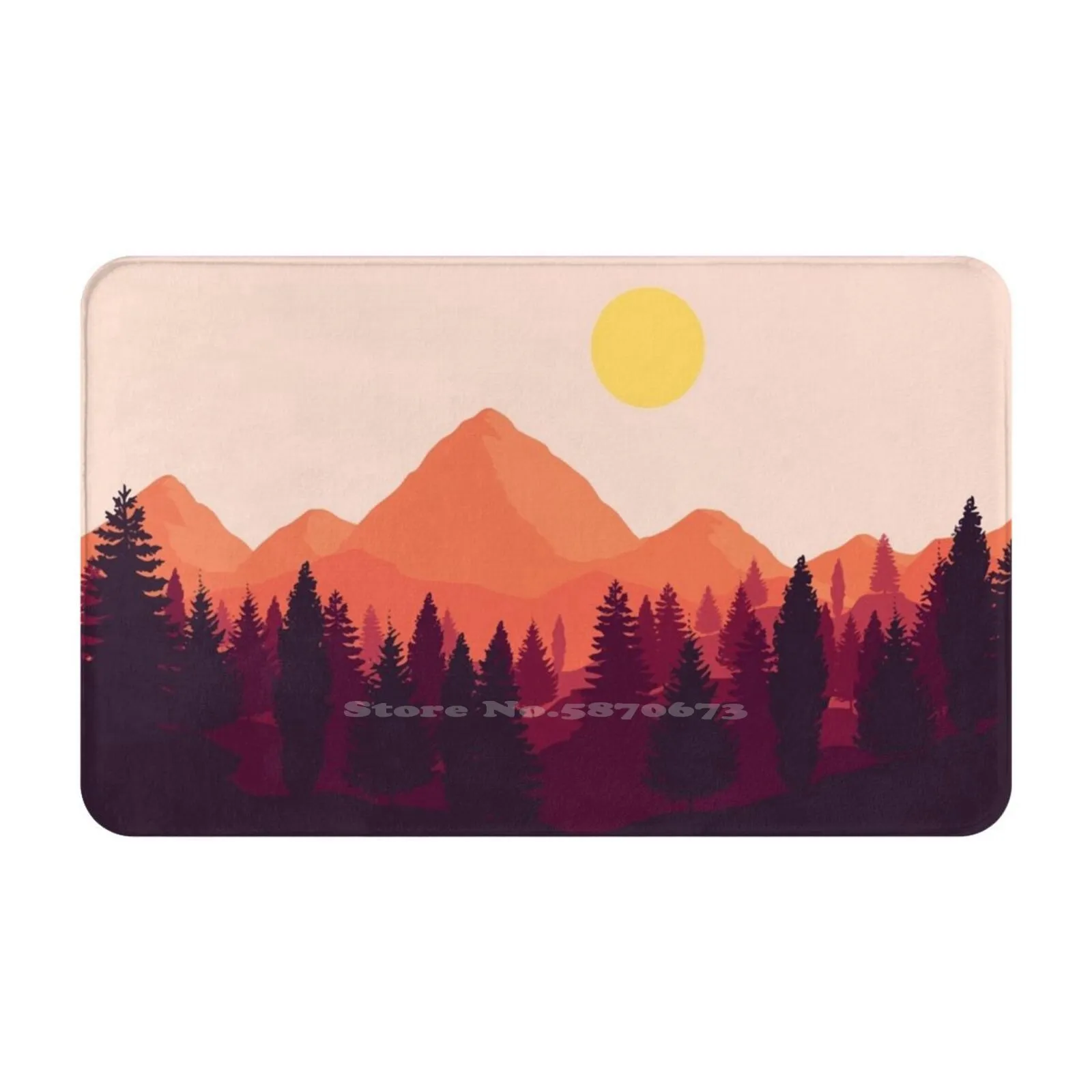 

Forest Mountain Horizon Soft Cushion Car Home Carpet Door Mat Mountains Sunset Firewatch Hipster Calm Orange Awe Warm