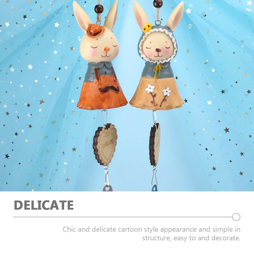 

2pcs Cartoon Wind Chimes Bunny nament Decorative Iron Clear Sound Indoor Outdoor Balcony Yard Decor Wear Resistant