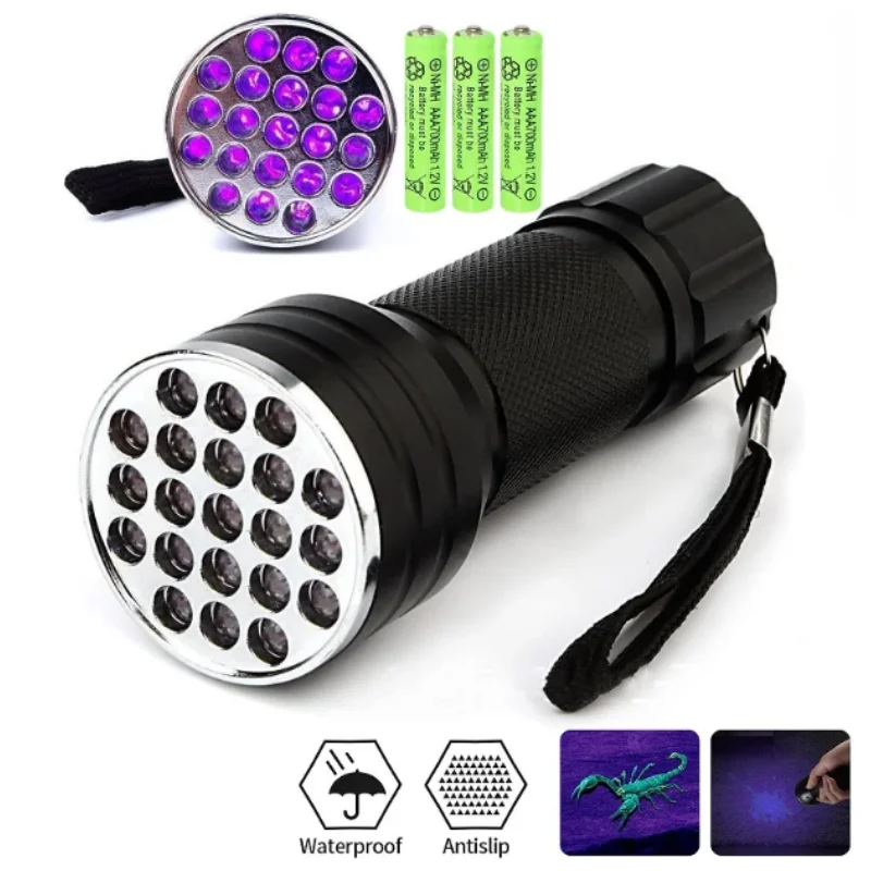 AODTOSIP 21 LED UV Ultraviyole El Feneri Blacklight 395NM Mini Taşınabilir Torch Flaş Lambası AAA Piller ile Pet İdrar Lekeleri