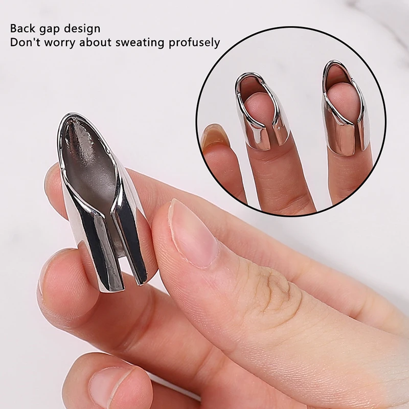 Fashion Gothic Metal Nail Cover Ring For Women Girls Punk Gothic Fingertip Protective Cover Fake Nail Ring Party Jewelry Gifts