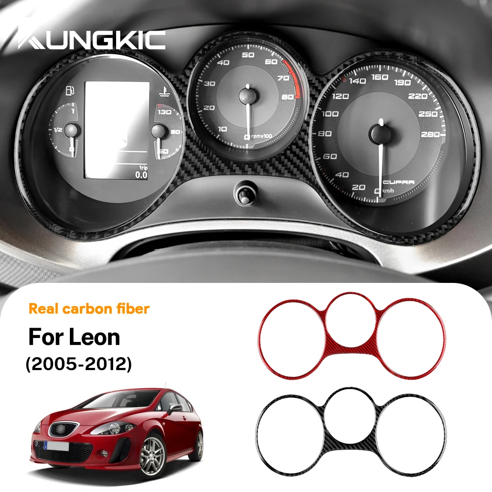 Naklejka z prawdziwego włókna węglowego do tapicerki deski rozdzielczej, licznika i prędkościomierza samochodu Seat Leon 2005 2006 2007 2008 2009 2010 2011 2012