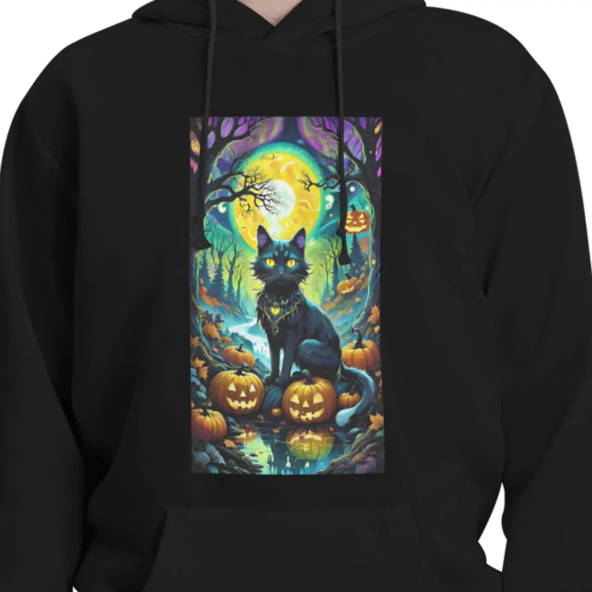 Undead Style Cat Moon Night Fantasy Forest Hoodies Men's Women Casual Pullover Sweatshirts Fashion Long Sleeve Clothing Autumn
