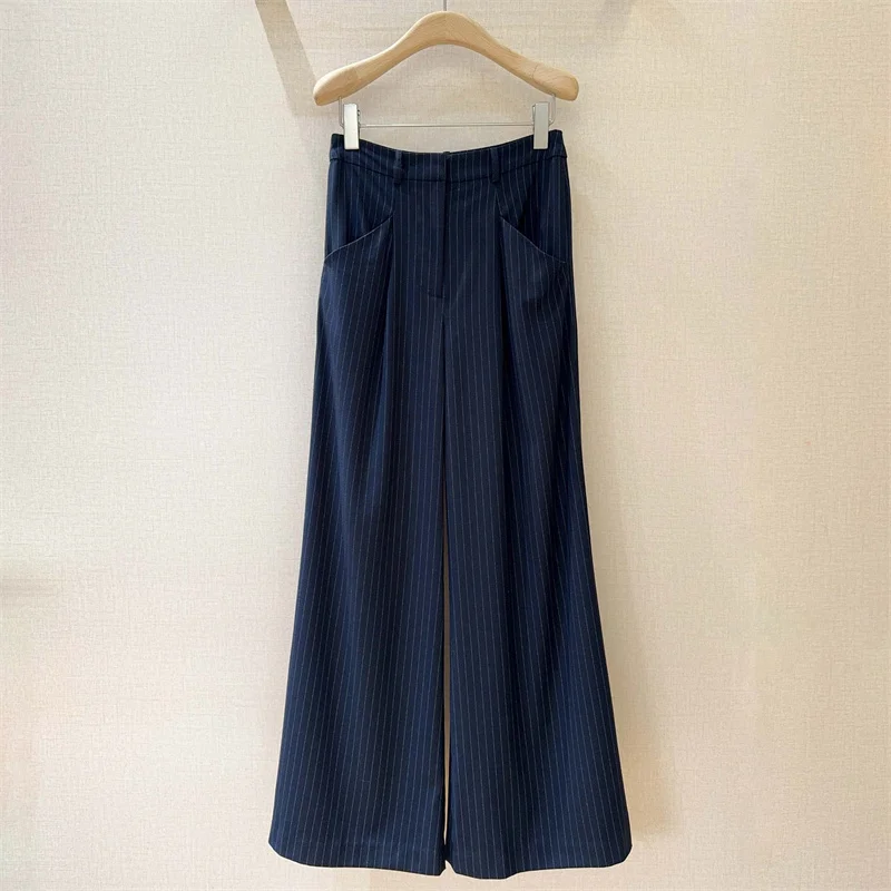 Pantaloni da donna Nuovi pantaloni a gamba dritta slim fit a vita alta per l'autunno 2025 Pantaloni a gamba larga a righe moda pantaloni da donna y2k